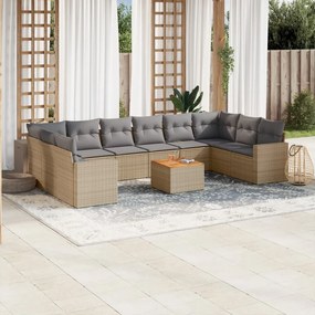 vidaXL Patio Sofa Set 10-θέσια Μικτό μπεζ και γκρι