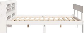 vidaXL Σκελετός Κρεβ. Χωρίς Στρώμα Λευκό 140x190 εκ Μασίφ Πεύκο