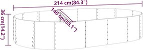 vidaXL Ζαρντινιέρα Ανθρακί 214x140x36εκ Γαλβανισμένος χάλυβας