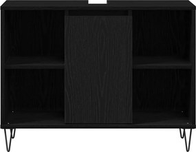 vidaXL Ντουλάπι Μπάνιου Μαύρο 80 x 33 x 60 εκ Επεξεργασμένο Ξύλο