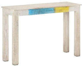 Τραπέζι Κονσόλα Λευκό 115x35x77 εκ. από Ακατέργαστο Ξύλο Μάνγκο