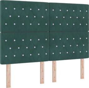 vidaXL Κρεβάτι box spring με στρώμα Σκούρο Πράσινο 140 x 190 cm