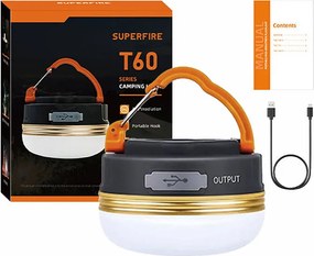 Κατασκηνωτική λάμπα Superfire T60, 2,5W, 1000mAh