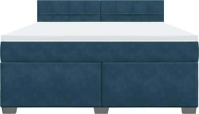 vidaXL Κρεβάτι Boxspring με Στρώμα Μπλε 180x200 εκ. Βελούδινο