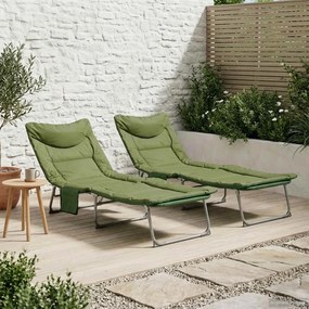 vidaXL Πτυσσόμενη ξαπλώστρα με μαξιλάρι 2 τμχ.