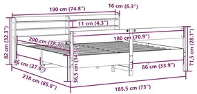 Σκελετός Κρεβ. Χωρίς Στρώμα Λευκό 180x200 εκ Μασίφ Πεύκο - Λευκό