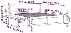 ΠΛΑΙΣΙΟ ΚΡΕΒΑΤΙΟΥ ΜΕ ΣΥΡΤΑΡΙΑ 180X200 ΕΚ. ΜΑΣΙΦ ΞΥΛΟ ΠΕΥΚΟΥ 3282341