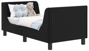vidaXL Κρεβατική βάση για παιδιά με προσκέφαλο Μαύρο 70 x 140 cm