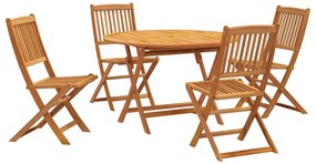 vidaXL Τραπεζαρία Κήπου Σετ 5 Τεμαχίων από Μασίφ Ξύλο Ακακίας