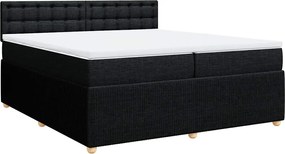vidaXL Κρεβάτι Boxspring με Στρώμα Μαύρο 200x200 εκ. Υφασμάτινο