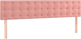 vidaXL Κρεβάτι Boxspring με Στρώμα Ροζ 200x200 εκ. Βελούδινο