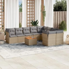 vidaXL Patio Sofa Set 9-θέσια Μικτό μπεζ και γκρι