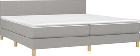 vidaXL Κρεβάτι Boxspring με Στρώμα Ανοιχτό Γκρι 200x200 εκ. Υφασμάτινο