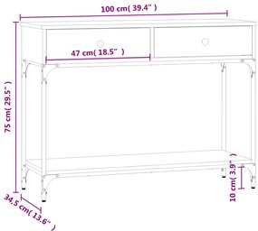 Τραπέζι Κονσόλα Μαύρο 100 x 34 x 75 εκ. από Επεξεργ. Ξύλο - Μαύρο