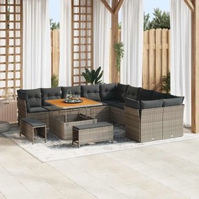 vidaXL Σετ Καναπέ Κήπου με μαξιλάρι 13 pcs Γκρι 100 x 100 x 71 cm