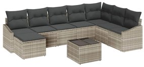 vidaXL Σέτ φαγητού για κήπο με μαξιλάρι 9 pcs Ανοιχτό γκρι