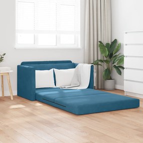 vidaXL Καναπές Δαπέδου Κρεβάτι 2-σε-1 Μπλε 124x204x61 cm Βελούδο