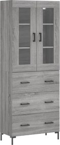 vidaXL Ντουλάπι Γκρι Sonoma 69,5 x 34 x 180 εκ. Επεξεργασμένο Ξύλο