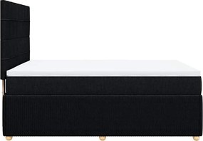 vidaXL Κρεβάτι Boxspring με Στρώμα Μαύρο 140x200 εκ. Υφασμάτινο