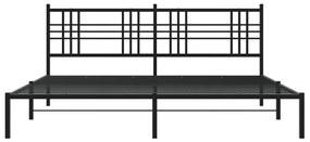 vidaXL Πλαίσιο Κρεβατιού με Κεφαλάρι Μαύρο 200 x 200 εκ. Μεταλλικό
