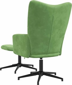vidaXL Πολυθρόνα Relax Ανοιχτό Πράσινο Βελούδινη με Σκαμπό