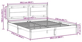 Πλαίσιο Κρεβατιού Μακρύ Χωρίς Στρώμα Λευκό 200x210εκ Μασίφ Ξύλο - Λευκό
