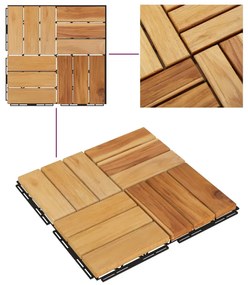 Πλακάκια Deck 10 τεμ. 30 x 30 εκ. από Μασίφ Ξύλο Teak  - Καφέ