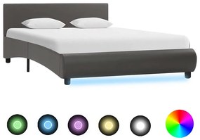 vidaXL Πλαίσιο Κρεβατιού με LED Γκρι 120x200 εκ. από Συνθετικό Δέρμα