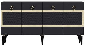 Μπουφές Ipek 475OLV2676 150x40x79cm Anthracite-Gold Μοριοσανίδα, Μελαμίνη