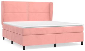 vidaXL Κρεβάτι Boxspring με Στρώμα Ροζ 180x200 εκ. Βελούδινο