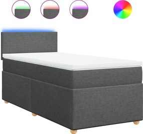 vidaXL Κρεβάτι Boxspring με Στρώμα Σκούρο Γκρι 90x200 εκ. Υφασμάτινο