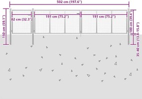 vidaXL Πόρτα Κήπου Ασημί 500x100 εκ. από Ατσάλι