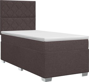 vidaXL Κρεβάτι box spring με στρώμα Σκούρο Καφέ 100 x 200 cm Ύφασμα