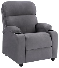 Armchair RELAX, recline mechanism, grey velvet 80x92-168x102