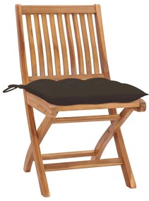 vidaXL Καρέκλες Κήπου 2 τεμ. από Μασίφ Ξύλο Teak με Taupe Μαξιλάρια