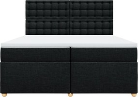 vidaXL Κρεβάτι Boxspring με Στρώμα Μαύρο 200x200 εκ. Υφασμάτινο