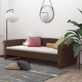 vidaXL Καναπές Κρεβάτι με Στρώμα & USB Καφέ 90 x 200 εκ. Υφασμάτινος