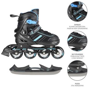 Αυξομειούμενα Roller NH18191 2 ΣΕ 1 Μαύρο/Μπλε Small(29-33) IN-LINE SKATES/HOCKEY ICE SKATES