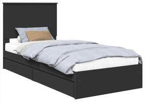 vidaXL Κρεβάτι Αποθήκης Μαύρο 75 x 190 cm Επεξεργασμένο ξύλο