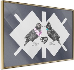 Αφίσα - Bird Love - 30x20 - Χρυσό - Χωρίς πασπαρτού