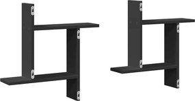 vidaXL Ραφιέρες Τοίχου 2 τεμ. Μαύρες 50x12x50 εκ. από Επεξ. Ξύλο