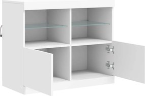 vidaXL Μπουφές με Φώτα LED Λευκός 81 x 37 x 67 εκ.