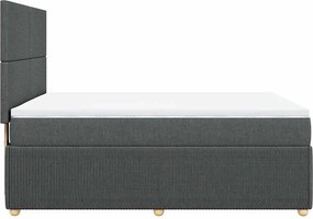 vidaXL Κρεβάτι Boxspring με Στρώμα Σκούρο Γκρι 140x200 εκ Υφασμάτινο