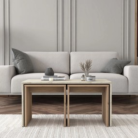 Σετ Τραπεζιών Σαλονιού Τραβερτίνη ABRON 90x40x44.8