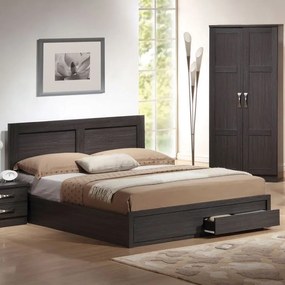 LIFE Κρεβάτι Διπλό, 2 Συρτάρια, για Στρώμα 140x190 cm, Απόχρωση Zebrano   1τμχ