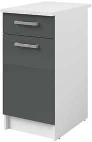 Επιδαπέδιο ντουλάπι Jeden 40 2D-Γκρι Γυαλιστερό - Λευκό