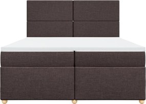 vidaXL Κρεβάτι Boxspring με Στρώμα Σκούρο Καφέ 200x200 εκ. Υφασμάτινο