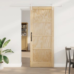 vidaXL Συρόμενη Πόρτα με Σετ Υλικών 83x211 εκ. Μασίφ Ξύλο Πεύκου