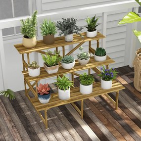 Σκάλα για φυτά Outsunny, ράφι για λουλούδια, 3 βαθμίδες, ξύλο ελάτης, 120 x 80 x 78cm