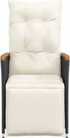 vidaXL Πολυθρόνες Κήπου Ανακλ/νες 2 τεμ. Μαύρες Συνθ. Ρατάν+Μαξιλάρια